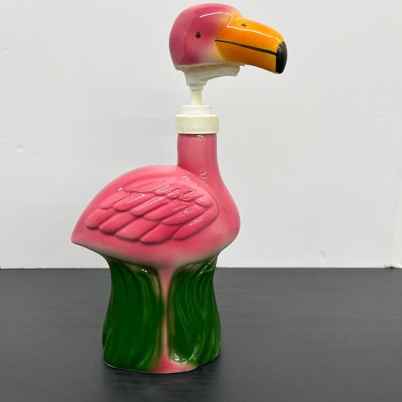 Vintage Pink Flamingo Ceramic Novelty Pump Soap Lotion Dispenser 9.5" - Picture 1 of 11